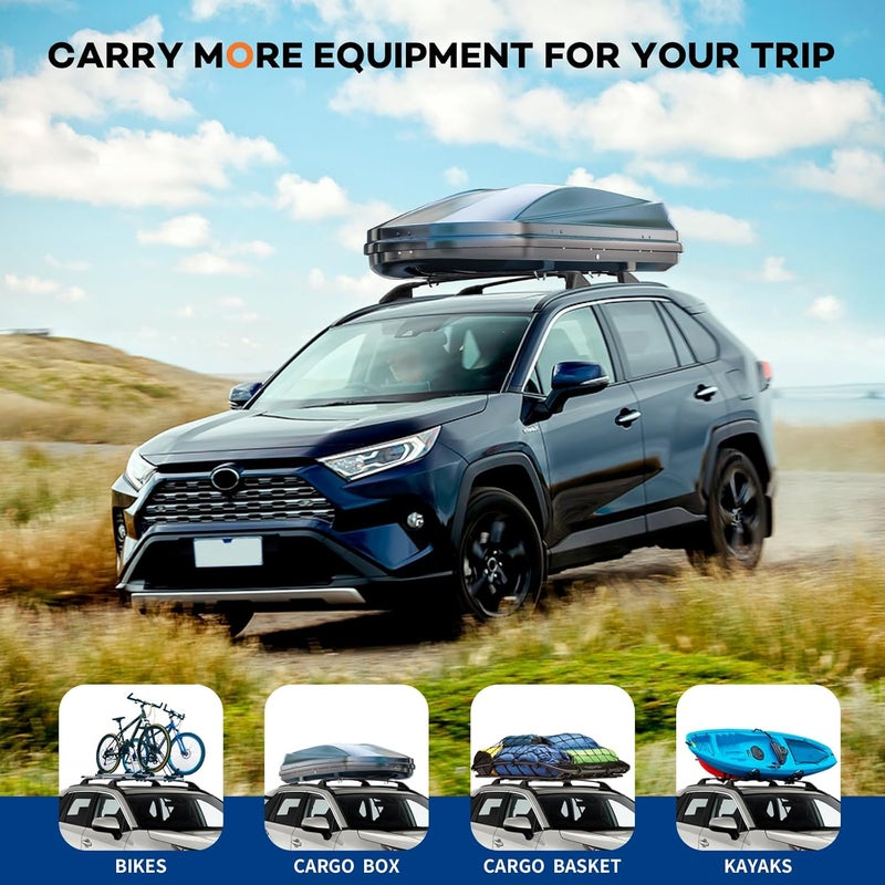 wonderdriver Lockable Roof Rack Cross Bars 260lbs Compatible with Toyota RAV4 2019-2025,Heavy Duty Aluminum Accessories Crossbars (Not for Adventure/TRD Off-Road/Hybrid Woodland Edition/22-24LE) - Image 2